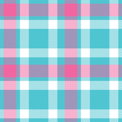 Rich aqua blue Seamless Tartan with Metallic white accents Textile Design