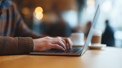 Professional Writing for Press Releases in Cozy Cafe Setting Featuring Laptops and Coffee