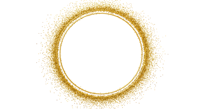 Isolated Glittering Golden Circle Frame