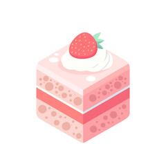 illustration of cute strawberry cake with pink color
