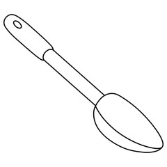 Garden measuring shovel. Sketch. Bucket with handle and hole for hanging. Vector illustration. Outline on isolated white background. Doodle style. Coloring book for kids. Idea for web design.