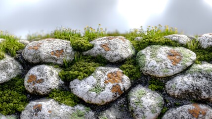 Low Angle Shot of Moss and Grass Growing on Natural Rocks