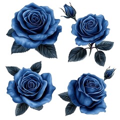 Elegant blue roses composition isolated on white background for visual appeal image