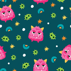 Obraz premium Playful Monster Pattern: A whimsical design with funny pink creatures