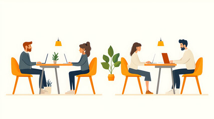 Vibrant and Colorful Infographic Style Illustration of Working People