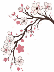 Cherry Blossom Flower Branch Vector – Japanese Minimalist Spring Season Design