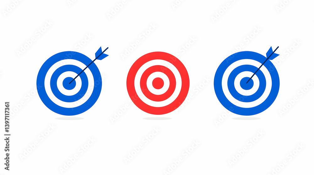 Poster target icons in vector style with focus mode buttons for design
