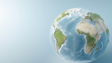 Fototapeta premium Earth from space with continents visible, isolated on blue background.