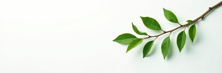 Single branch with leaves against a plain white, foliage, elegance