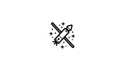 Satellite icon with sparkles – symbol of signal, communication, and space technology