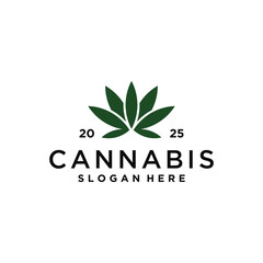 Cannabis logo design, green marijuana leaf