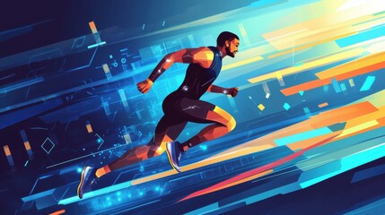 Wearable fitness tracker optimizing athletic training, futuristic digital performance analysis, high-resolution vector illustration illustration