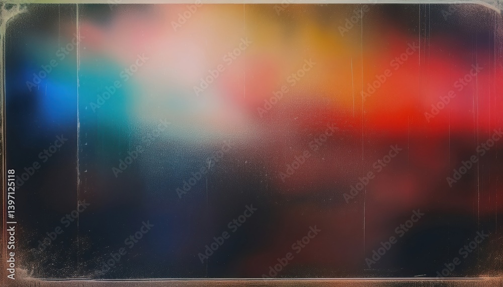Aufkleber grunge textured gradient blur with vivid blue and red light leak effect for vintage overlay or retro