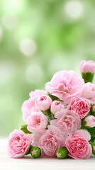 Soft pink flowers arranged beautifully, creating serene and calming atmosphere, perfect for spa or relaxation setting
