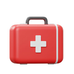 Medical Aid Kit with Handle and Cross Symbol
