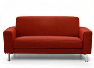 Fototapeta premium Modern Red TwoSeater Sofa, Elegant Design, Comfortable Seating