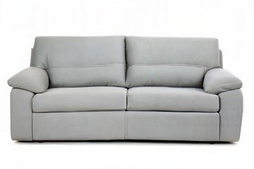 Fototapeta premium Elegant Light Gray Leather Sofa Modern Furniture Design