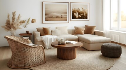 Large Minimalistic Wall Frame Mockup for Cozy Living Room Decor