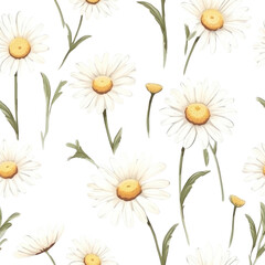 Fototapeta premium PNG Watercolor cute daisy pattern flower backgrounds.