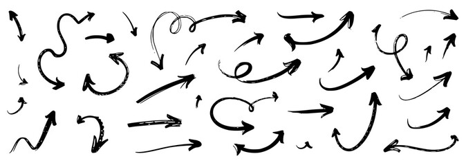 Hand Drawn Curved Arrow Collection