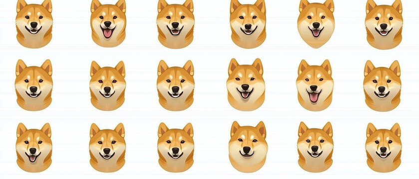 Happy Shiba Inu faces; repeating pattern