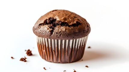 Delicious Plain Chocolate Muffin on a White Background