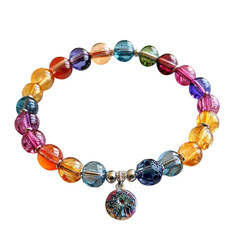 Colorful bead bracelet on a white background