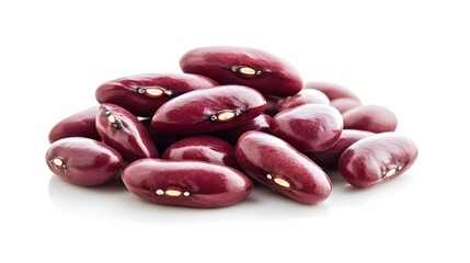 Pile of Realistic Red Beans on Bright White Background
