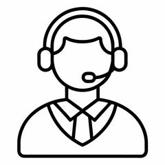 customer support icon outline icon on white background
