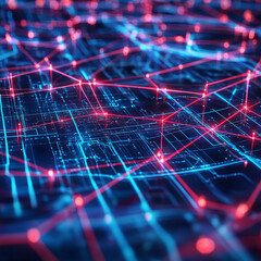 Abstract digital network: glowing nodes and connections