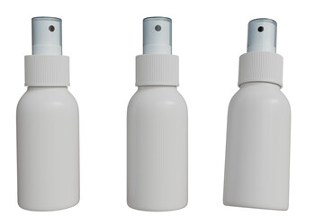 Three white plastic spray bottles