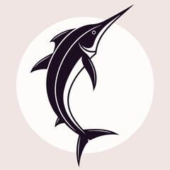 Minimalist Marlin Silhouette Fluid Oceanic Design for Marine Projects