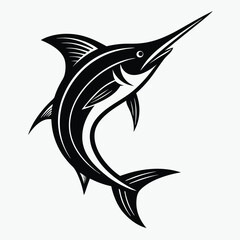 Marlin Silhouette Motion Minimalist Ocean-Inspired Artwork