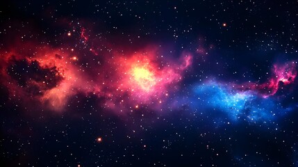 Fototapeta premium Stunning Red and Blue Nebula with Stars in Deep Space Background