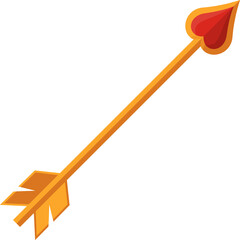 Heart-Tipped Arrow with Yellow Shaft and Fletching