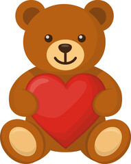 Cute Bear Holding a Red Heart
