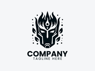 Steel Armor Helmet Logo, Medieval Iron Mask Logo