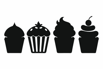 set of Cupcake silhouette vector illustration