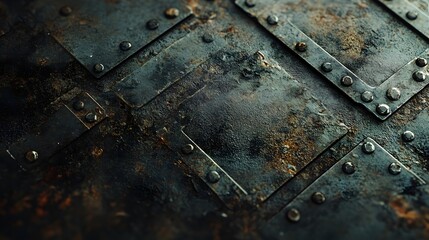 Naklejka premium Aged metallic surface with layers of rust and cracks for texture