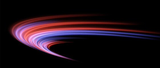 Glowing stream. Pink and blue light waves blend into sharp motion. Futuristic arc, speed flow, energetic neon trail.