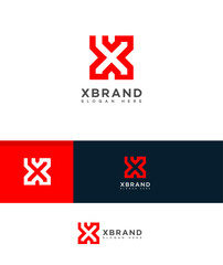 Fototapeta premium Modern Red X Letter Logo Design with Variations