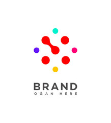 Abstract Colorful Dots Network Brand Logo Design Template