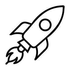 Rocket Icon vector line art isolated on a transparent background
