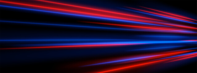Red and blue laser lines. Sharp directional glow beams with motion blur and center focus. Fast light burst.
