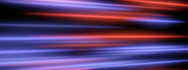 High-speed laser. Red and cyan beams burst in straight direction with bright neon motion and energetic flow.