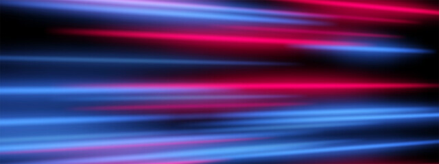 High-speed laser. Red and cyan beams burst in straight direction with bright neon motion and energetic flow.