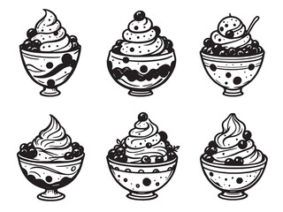 Blueberry Sundae Flower Line Art
