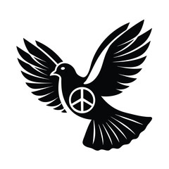 Minimalist Dove With Peace Symbol Silhouette Emblem Representing Harmony And Freedom