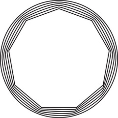Circle line blend to polygon. Modern futuristic design element