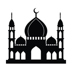 Islamic Mosque Silhouette With Crescent Moon Illustration For Religious Celebrations And Design